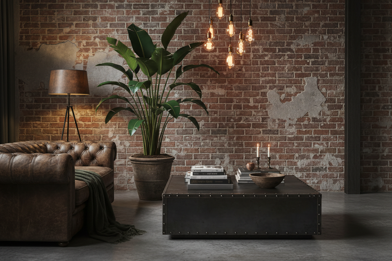 Industrieel interieur met planten: rauw, groen en krachtig