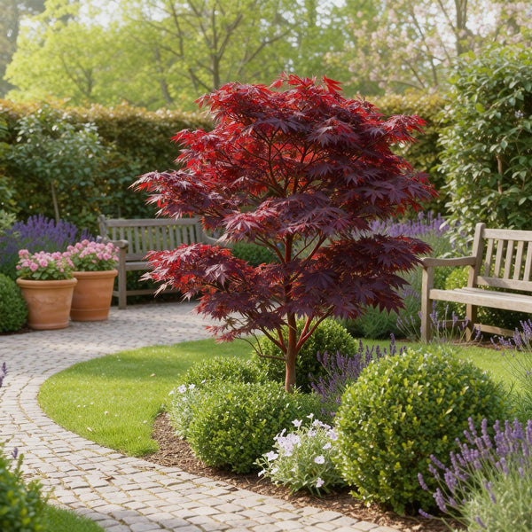 Japanse Esdoorn - Acer palmatum Atropurpureum - paars - Ø12cm - ↕35cm