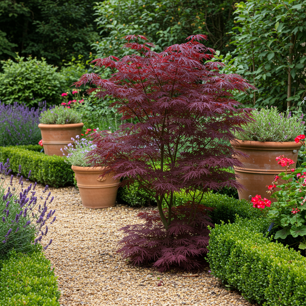 Japanse Esdoorn - Acer palmatum Bloodgood - Rood - Ø19cm - ↕70cm