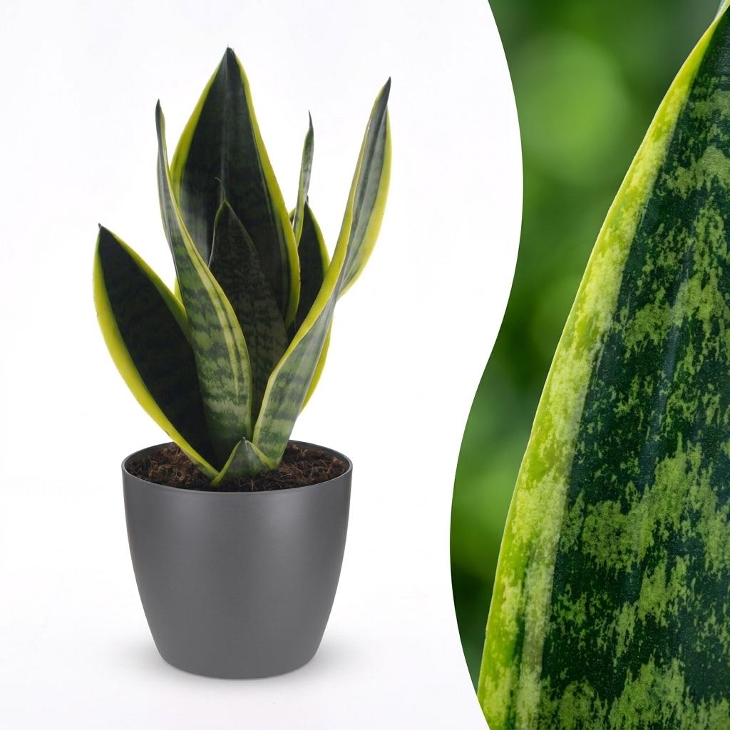Vrouwentong - Sansevieria cylindrica 'Twist' - incl. Elho Potter - grijs - Ø12cm - ↕35cm
