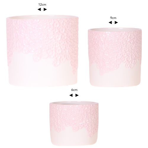 Sierpotten Bloom - roze - set van 3 - Ø6, 9 en 12cm