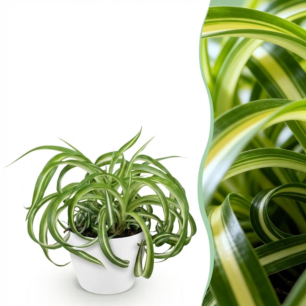 Krullende graslelie - Chlorophytum comosum 'Bonnie' - incl. sierpot wit - Ø12cm - ↕20cm