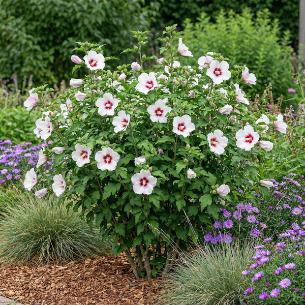 Hibiscus - Hibiscus syriacus 'Hamabo' - lichtroze - Ø17cm - ↕45cm