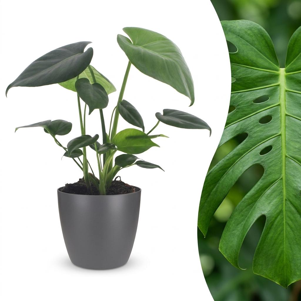 Gatenplant - Monstera Deliciosa - incl. Elho Potter - grijs - Ø12cm - ↕30cm