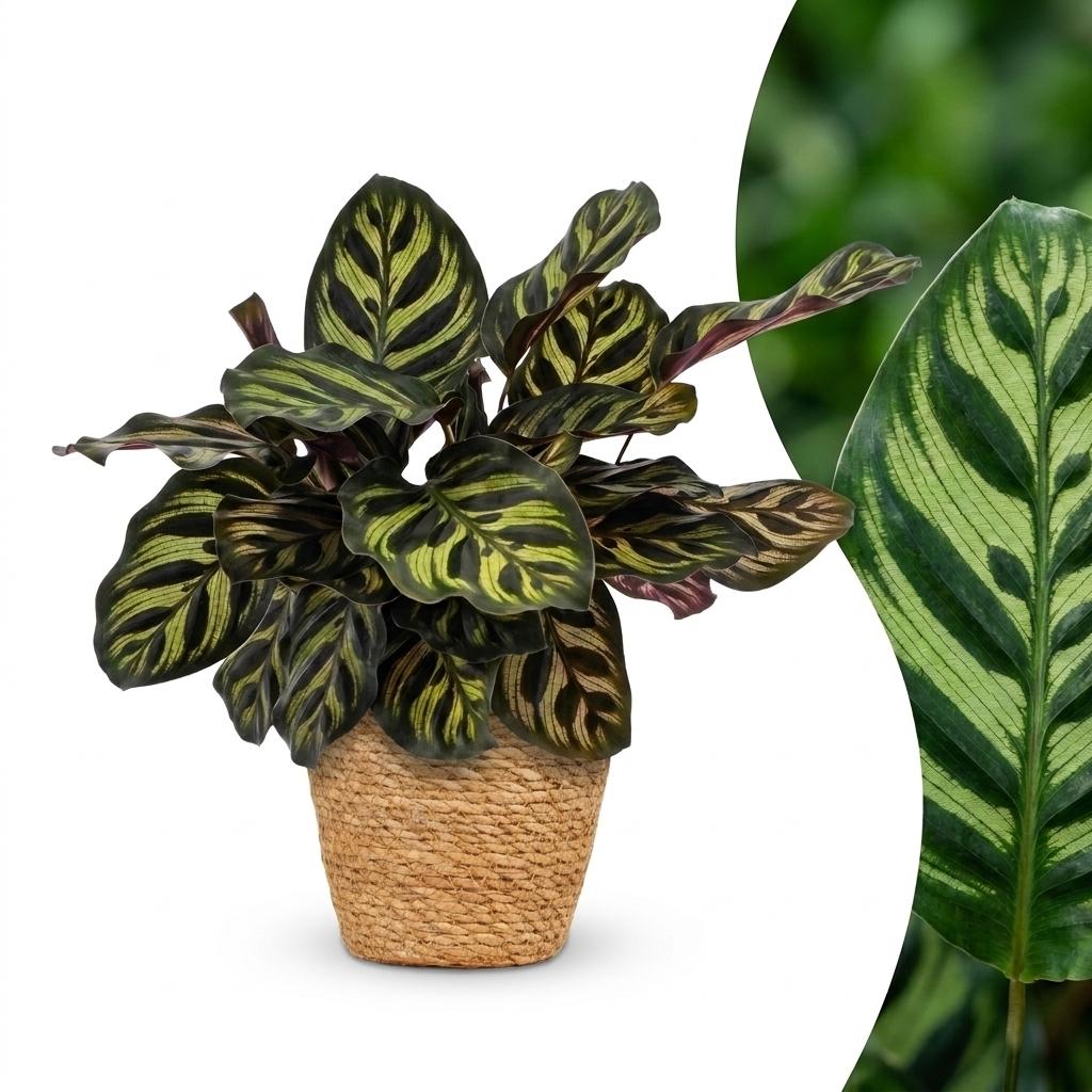 Pauwenplant - Calathea makoyana - incl. mand - Ø12cm - ↕25cm