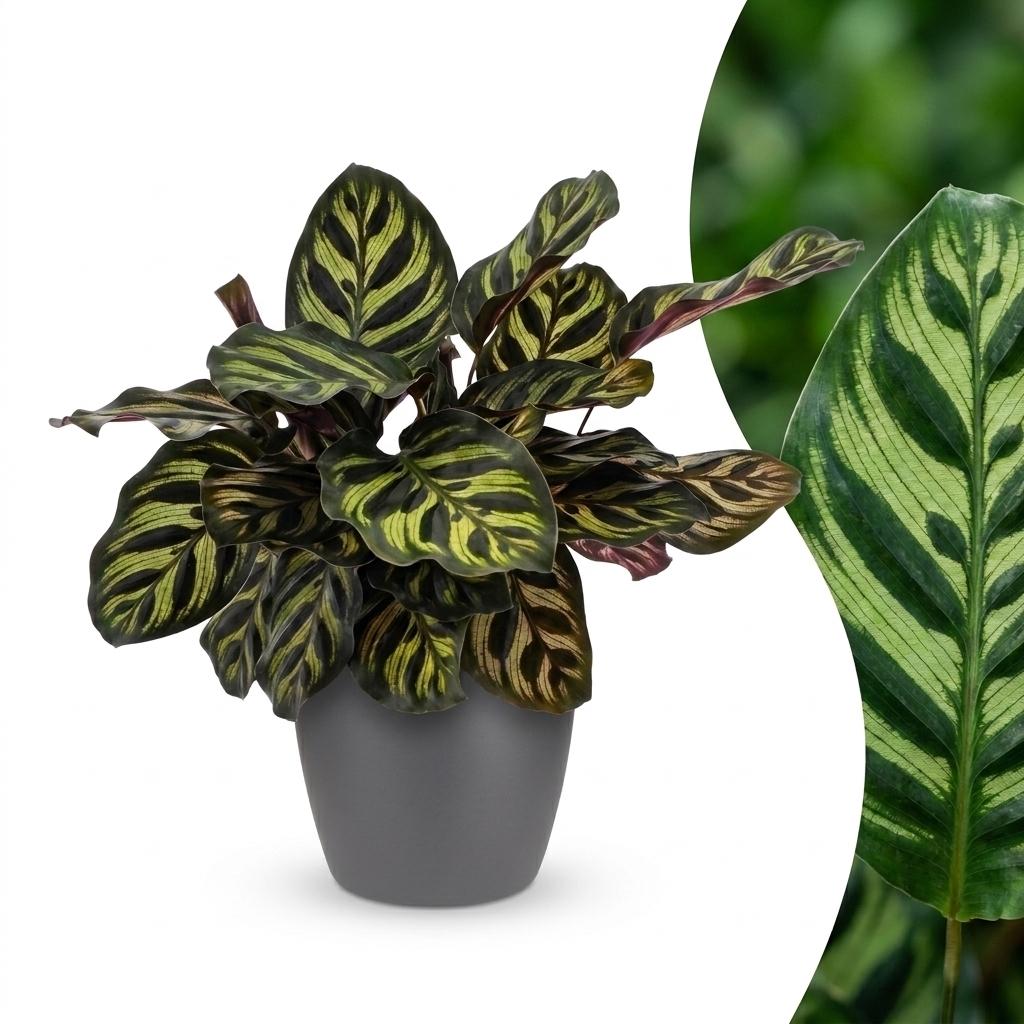 Pauwenplant - Calathea makoyana - incl. Elho Potter - grijs - Ø12cm - ↕25cm