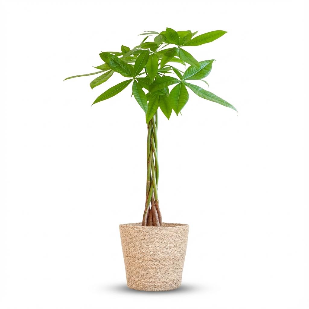 Geldboom - Pachira aquatica - incl. Zeegraskorf - Naturel - Ø21cm - ↕80cm