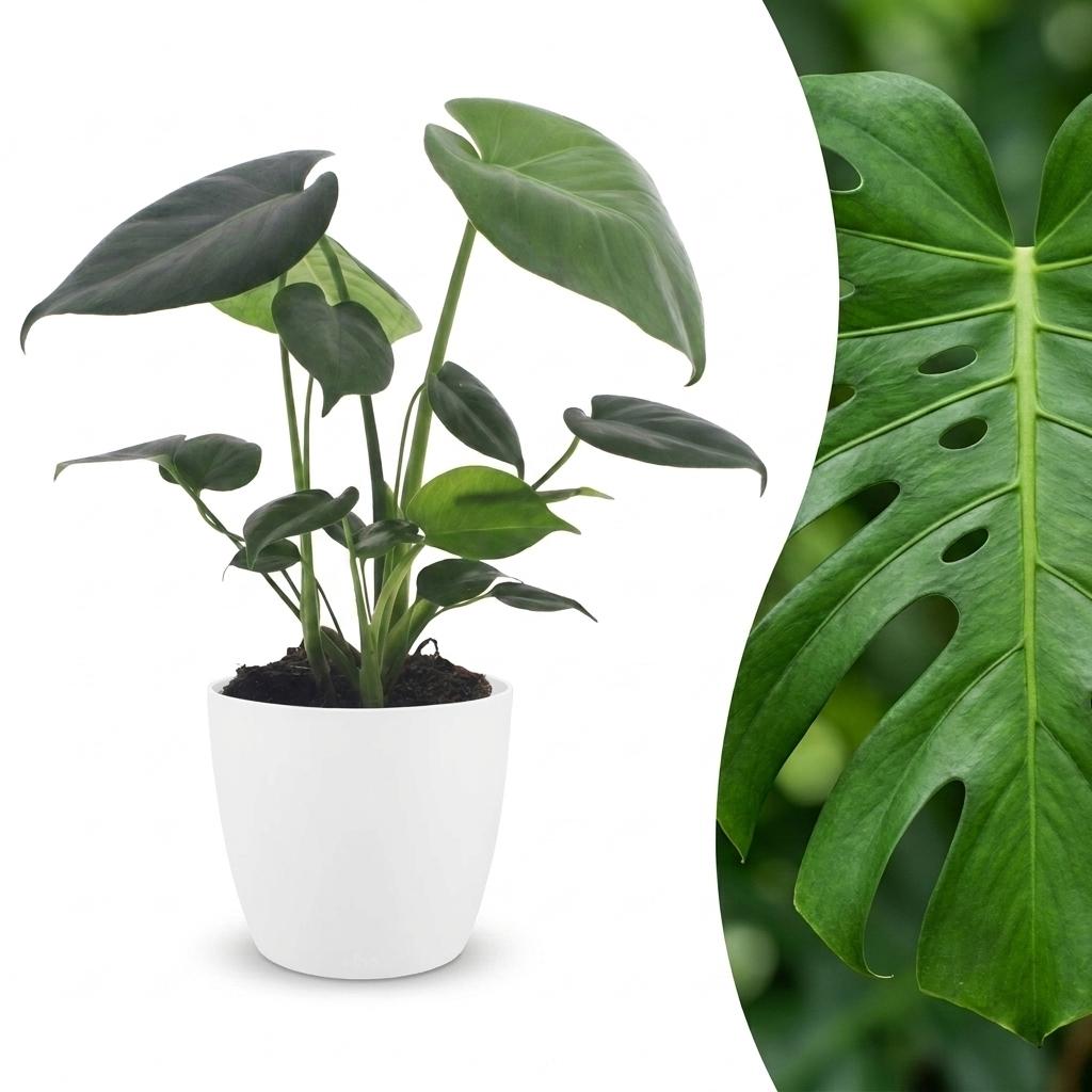 Gatenplant - Monstera Deliciosa - incl. Elho Potter - wit - Ø12cm - ↕30cm