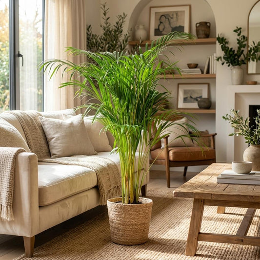 Arecapalm - Areca Palm met Zeegras mand naturel - Ø21cm - ↕100cm