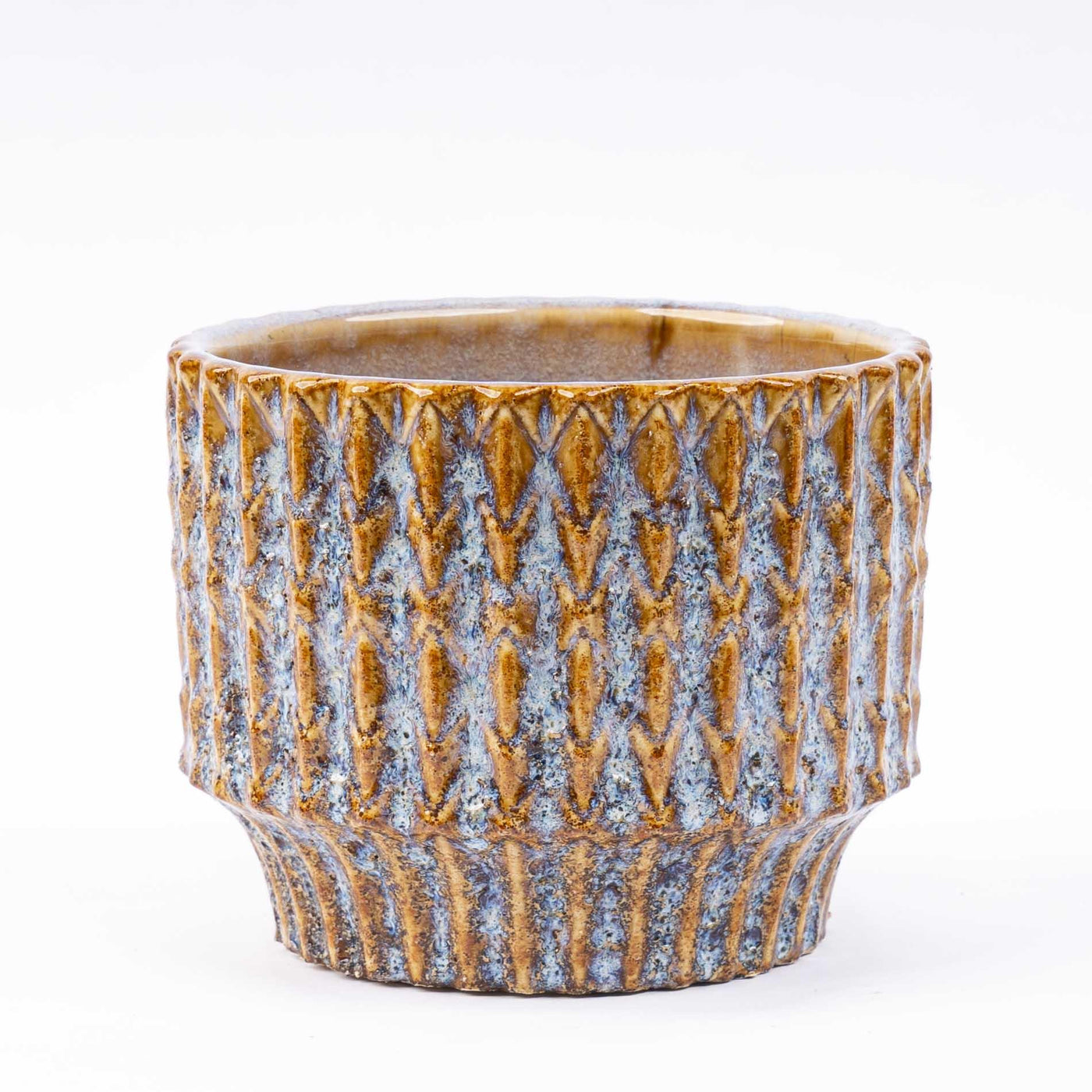 Pot Echo Rustic - blauw met bruin - Ø10,8cm - ↕9cm
