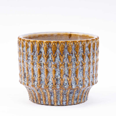 Pot Echo Rustic - blauw met bruin - Ø10,8cm - ↕9cm