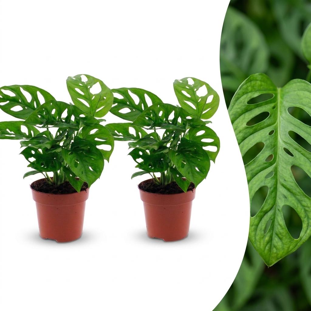 2x Gatenplant - Monstera adansonii Mosstok - Ø12cm - ↕25cm