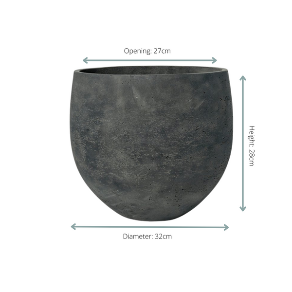 Pot Orb - black washed - Ø32cm - ↕28cm