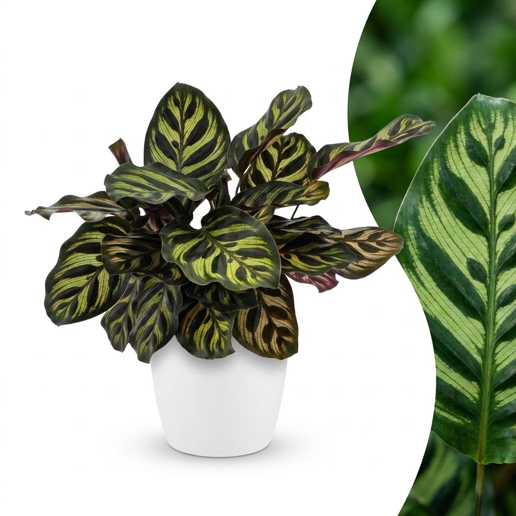 Pauwenplant - Calathea makoyana - incl. Elho Potter - wit - Ø12cm - ↕25cm