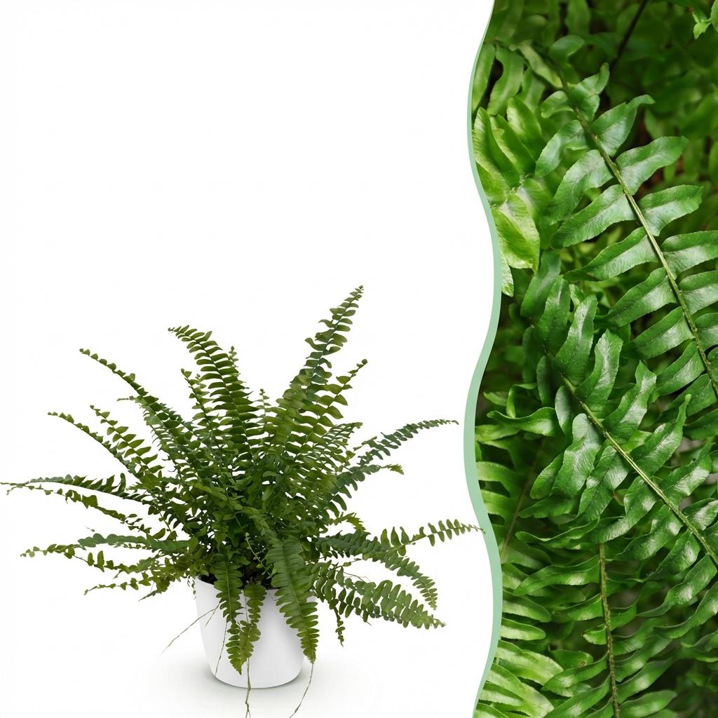 Zwaardvaren - Nephrolepis exaltata 'Green Lady' - incl. sierpot wit - Ø12cm - ↕25cm
