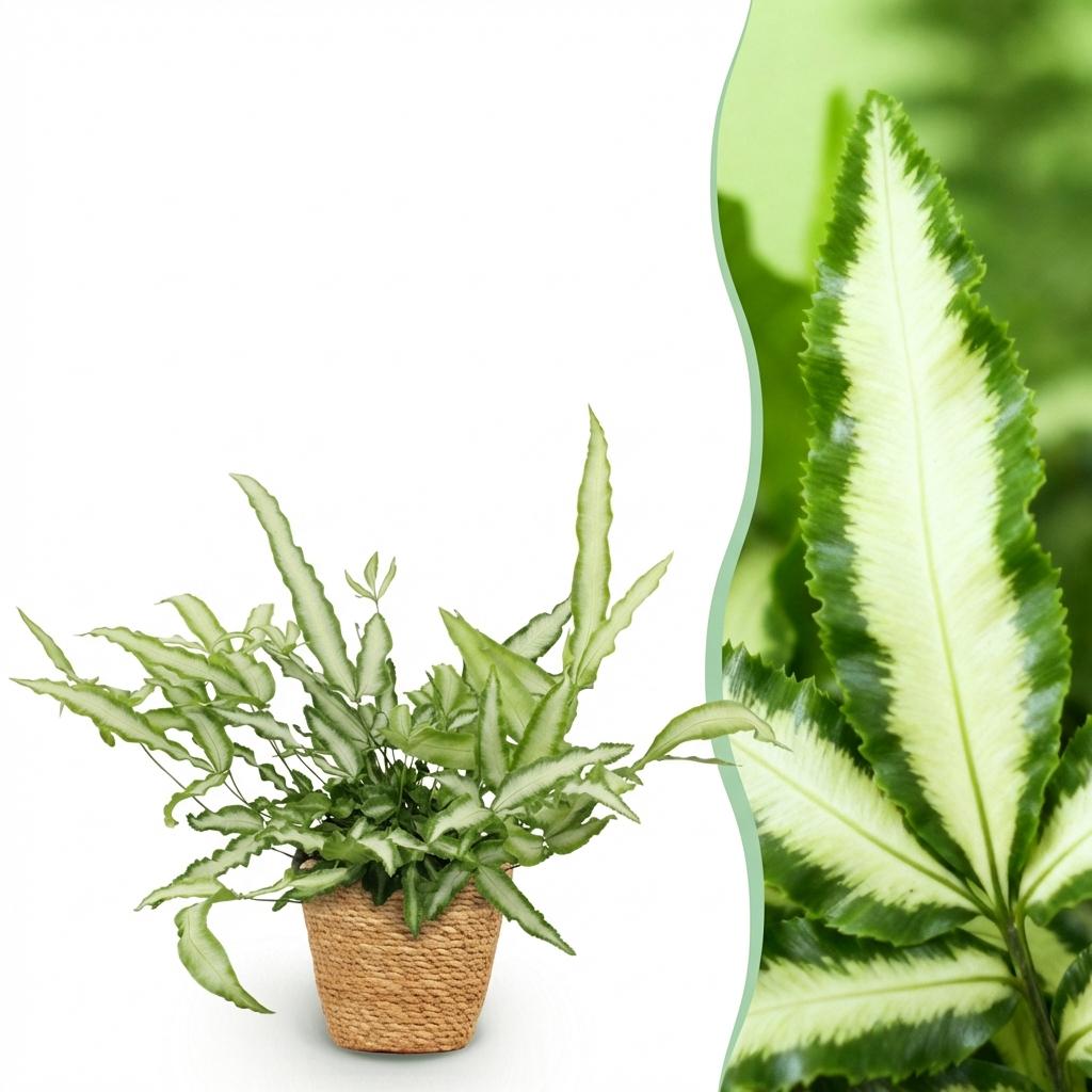 Lintvaren - Pteris cretica 'Albolineata' - incl. mand - Ø12cm - ↕20cm