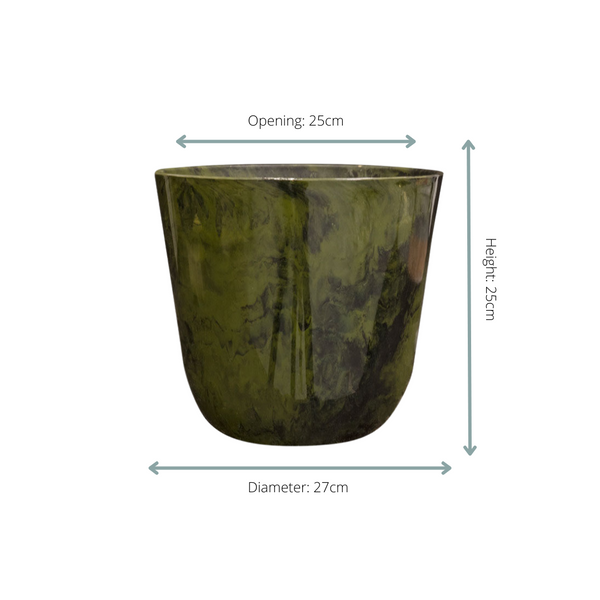 Pot Palermo marble - groen - Ø27cm - ↕25cm