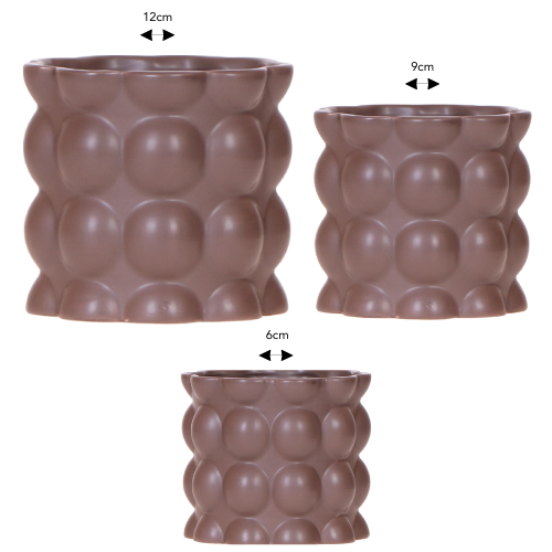 Sierpotten Cotton - bruin - set van 3 - Ø6, 9 en 12cm