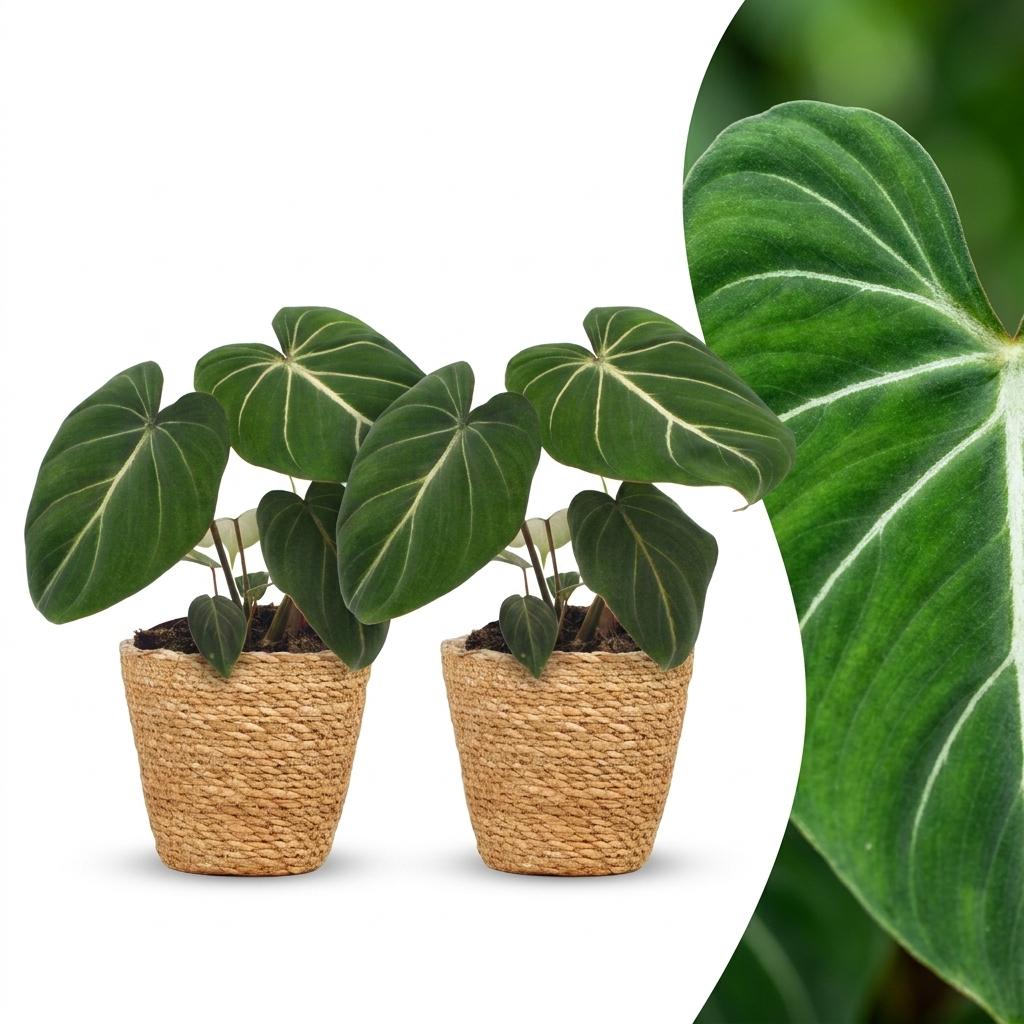 2x Philodendron Gloriosum - incl. mand - Ø12cm - ↕25cm