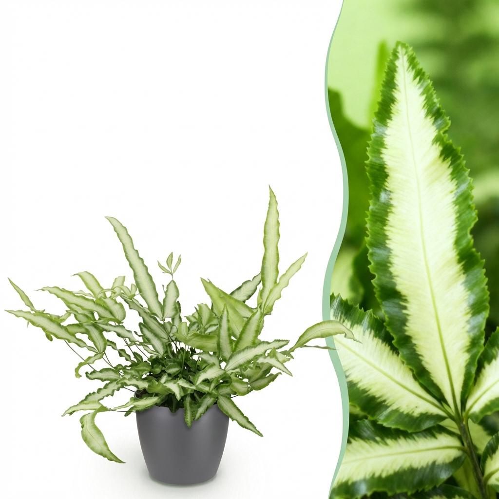 Lintvaren - Pteris cretica 'Albolineata' - incl. sierpot grijs - Ø12cm - ↕20cm