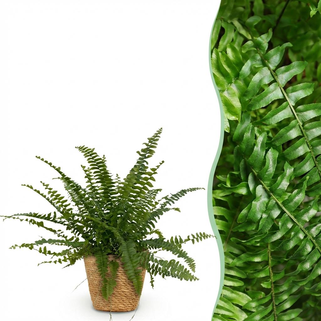 Zwaardvaren - Nephrolepis exaltata 'Green Lady' - incl. mand - Ø12cm - ↕25cm
